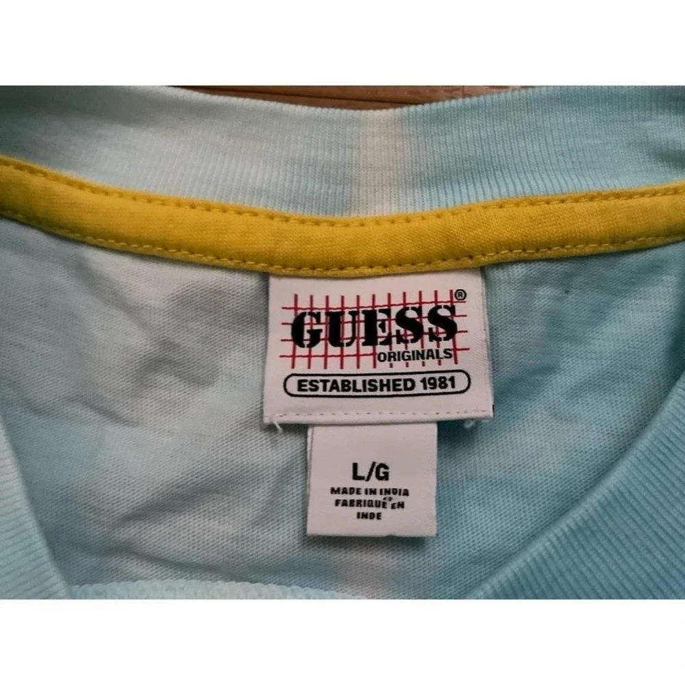 Mens GUESS Originals Worldwide Summer Games Tie Dye Crewneck T-Shirt - Picture 5 of 6